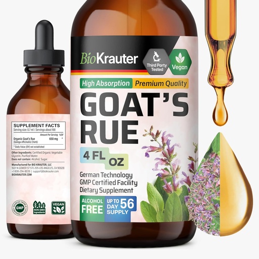 [BRSROGAZBUCGYYDB] BIO KRAUTER Goats Rue Lactation Supplemento Tintura - Vegan, Alcol & Sugar Gocce libere 4 Fl.Oz.
