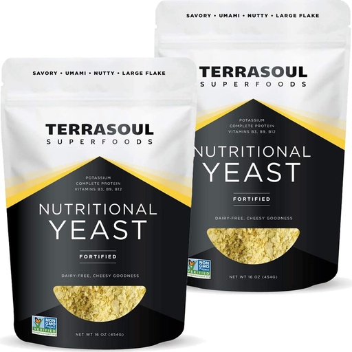 [BRSW2AQTAR5R433K] Terrasoul Superfoods Premium Nutritional Yeast Flakes, 2 Lbs (Pack of 2), Fortified, Savory Superfood for Vegan Cheese, Seasoning, and Plant-Based Protein Boost