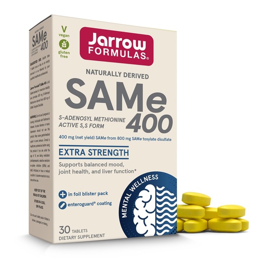 [BRSWIY32BQNB4DA5] Jarrow Formulas SAMe Supplement 400 mg - 30 Tablets - High Concentration of Active S,S Form - Supports Joint Health, Liver Function, Brain Metabolism, Balanced Mood & Antioxidant Defense - 30 Servings
