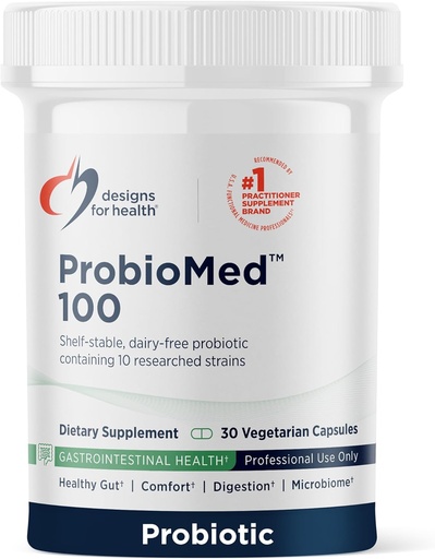 [BRSWGFDYDIBWGE34] Designs for Health ProbioMed 100 - Probiotics for Digestive Health - 10 Strains Lactobacillus Acidophilus Probiotic + Lactobacillus Rhamnosus - Gut Health + Immune Support Supplement (30 Caps)