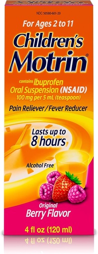 [BRSWGZQ5CF6WKFLO] Motrin Children's Ibuprofen Oral Suspension Original Berry Flavor - 4 oz, Pack de 3