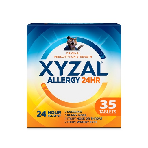 [BRSWKHQYAEAAEA3A] Xyzal 24 Hour Allergy Relief Medicine, Original Prescription Strength Antihistamine, Levocetirizine Dihydrochloride Tablets, 5 mg, 35 Count