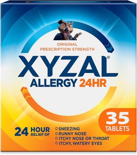 [BRSWKHQYAEAAEA3A] Xyzal 24-uurs Allergy Relief Medicine, Original Prescription Strength Antihistamine, Levocecirizine Dihydrochloride tabletten, 5 mg, 35 Tel.