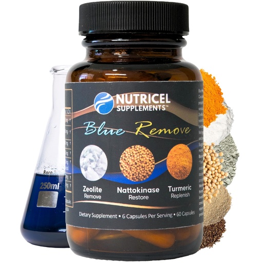 [BRSRABT4OUHR62TJ] Nutricel Supplements Blue Remove - USP Grade Methylene Blue 60 Capsules with Micronized Zeolite, Nattokinase (Non-GMO), Turmeric, Bromelain, and NAC - Trusted Made in America