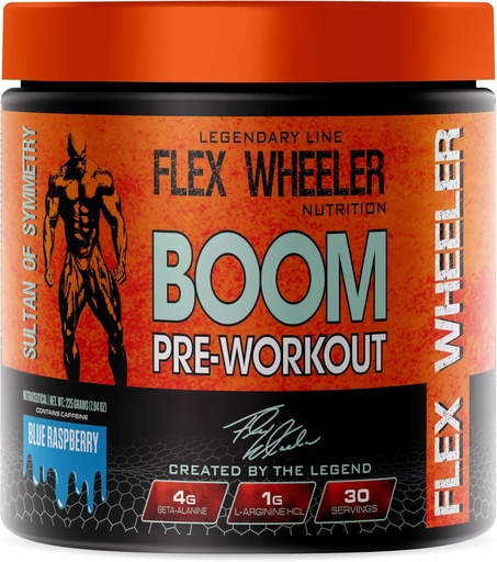 [BRSRAZACCACGMFI2] Boom pre Workout 124; 225g (30 Serving, Blue Malina)