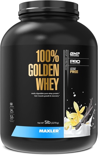 [BRSROBT2CAFQGCDH] Maxler 100% Golden Whey Protein - 24g of Protein per Serving - Premium Whey Protein Powder for Pre Post Workout - Fast-Absorbing Whey Concentrate Isolate Hydrolysate Blend - French Vanilla Protein 5lb