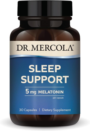 [BRSRMYABOIPRM3LF] Dr. Mercola Sleep Support with Melatonin, 5 mg Melatonin Por Serving, 30 Servings (30 Capsules), Suplemento dietético, Supports Healthy Sleep and Mental Focus, Non-GMO