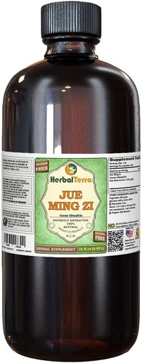 [BRSWGHYRAEAQYCTB] Jue Ming Zi, Cassia (Cassia Obtusifolia) Glycerite, Dried Seed Alcohol-FREE Liquid Extract (Brand name: HerbalTerra, Proudly made in USA) 32 fl.oz (0.95 l)