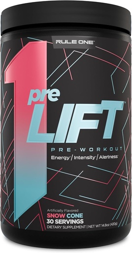 [BRSROFQKCJ4B4HYU] Rule 1 preLIFT Pre-Workout, 6g Citrulline, 3.2g Beta Alanine, 3 Caffeine Sources + 20 Others for Energy, Alertness, & Endurance (30 Servings, Snow Cone)