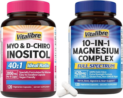 [BRSRAAIDAUHBEADB] Inositol Supplement 120 Capsules & 10 in 1 Magnesium Complex 120 Capsules