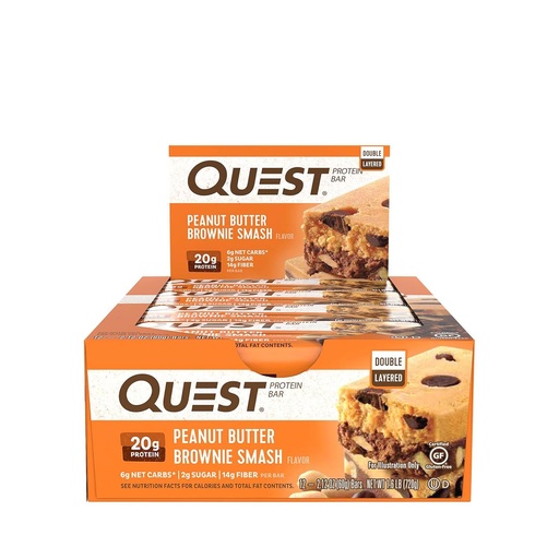 [BRSWGFAQA56RUAY6] Quest Nutrition- High Protein, Low Carb, Gluten Free, Keto Friendly, Peanut Butter Brownie Smash, 12 Count
