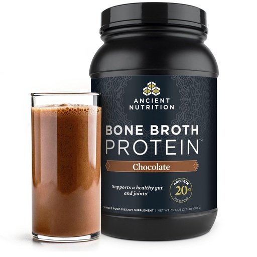 [BRSWKHD3BIAGKYLP] Ancient Nutrition Grass Fed, Cage Free, Bone Broth Protein Powder, 20g Protein, Hydrolyzed Collagen Peptides, Keto & Paleo Friendly, Supports Joint, Gut Health, Chocolate, 40 Servings