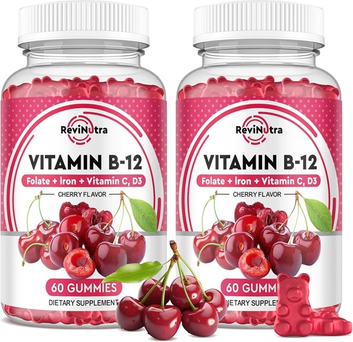 [BRSRA2YRCIPGOELF] B12-vitamin Gummies - 5000 µg metil-kobalamin vassal, C-vitaminnal, D3 & folát, energia támogatás és anyagcsere, Immune, B- 12 Komplex rágótabletta férfiak és nők, 120 gróf, 2 csomag