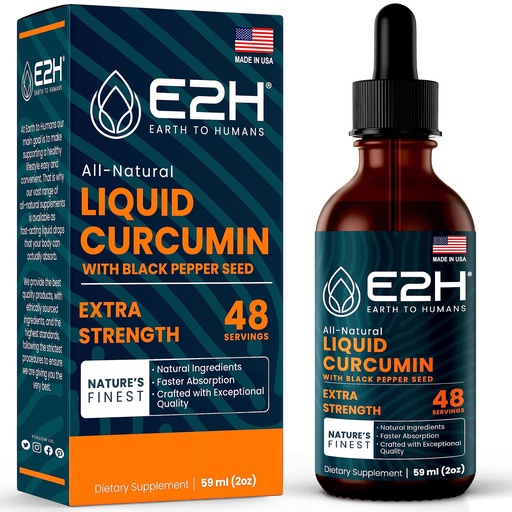 [BRSWGGQQAB6AEHTF] E2H Liquid Turmeric Curcumin for Better Absortion - Natural Joint Support - Turmeric Root Extract with Black Pepper Seed - Boost Your Health - Vegan - Non-GMO - 2 Fl Oz