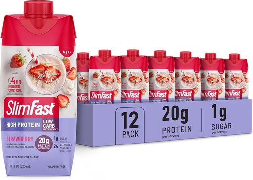 [BRSRMHQLBYFBAEL7] SlimFast proteinas, Brašberrio- 20g proteinas, Maisto pakaitalas, paruoštas gerti, Didelis baltymų kiekis su žema karb ir mažai cukraus, 24 Vitaminai ir mineralai, 12 Skaičiavimas (pakuotėje gali būti 1)