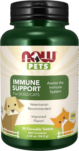 [BRSWKZIGA4IWYGDU] NOW Pet Health, Immune Support Supplement, Formulated for Cats & Dogs, NASC Certified, 90 Chewable Tablets