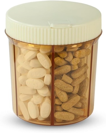 [BRSWKF34DF6WECDU] Vitanizer Vitamin & Pill Organizer - 6 Compartment Case with Easy Turn Lid Dispenser - Fits All Size Tablets & Supplements - Sturdy, Safe, UV Protective Plastic