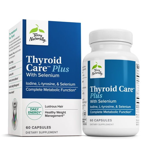 [BRSWGZAQOQPRSCLD] Terry Naturally Thyroid Care Plus - Iodine + L-Tyrosine, 60 Capsules - Thyroid Support Supplement with Selenium, Promotes Energy & Metabolism - Non-GMO, Gluten-Free, Kosher - 30 Servings