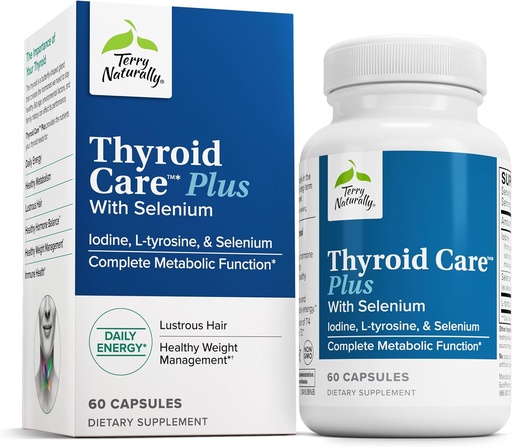 [BRSWGZAQOQPRSCLD] Terry Naturally Thyroid Care Plus - Supplement to Aid Thyroid - Dietary Supplement for Energy & Healthy Hair Support - L-Tyrosine & Selenium - 60 Capsules