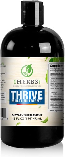 [BRSW2HA6AUHQI3TB] Thrive Multi-Nutrient Liquid - Alcohol Free Daily Multivitamin with Liquid Vitamin C and Vitamin B Complex – Vital Nutrients for Immune Support, Brain Support and Hair Skin Nails Vitamins, 16 Fl Oz