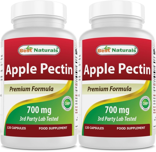 [BRSWIEYACAHB22Q7] Best Naturals Apple Pectin 700 mg - Dietary Fiber - Intestinal Support - 120 Capsules (120 Count (Pack of 2))