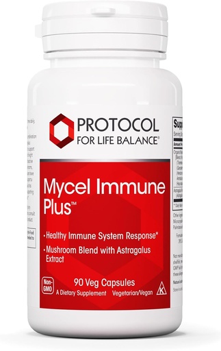 [BRSWIYIZCECB2AY5] Protocol Mycel Immune Plus - Mushroom Blend with Astragalus Extract - Immune Support Supplement* - Cordyceps, Lions Mane, Maitake & More - Non-GMO & Kosher - 90 Veg Caps