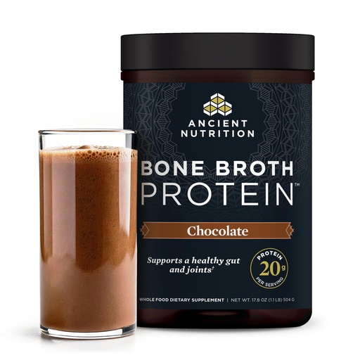 [BRSWKFQGAZ7GYCLE] Ancient Nutrition Protein Powder Made from Real Bone Broth, Chocolate, 20g Protein Per Serving, 20 Serving Tub, Gluten Free Hydrolyzed Collagen Peptides Supplement, Great in Protein Shakes