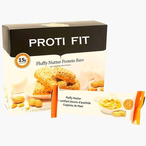 [BRSWYHAKAEMRODLF] Proti Fit - Fluffy Nutter Low-Carb Protein Bars, Low-Calorie Snacks for Weight Loss and Healthy Meals (Fluffy Nutter, 1 Pack)