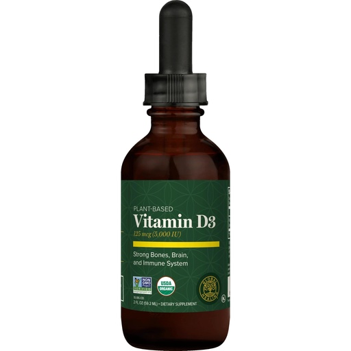 [BRSWICQTBMIR6EYV] Global Healing Organic Vitamin D3 5000 IU Supplement - Vegan Vitamin D Supplements for Immune Health & Strong Bones Support - Pure D3 Vitamin 5000 IU Ingredients, Vit D3 - 2 Fl Oz