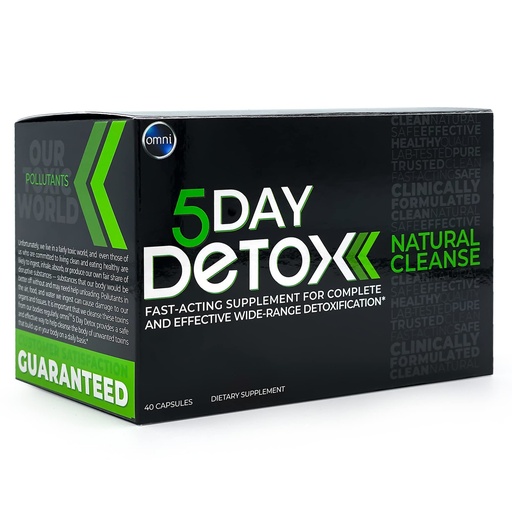 [BRSW2HD4BECG2GTB] Wellgenix Omni 5 Day Detox Cleanse - Premium Natural Body Detox Supplement, 40 Capsules for Toxin Removal, Total Body Purge, Supports Healthy Liver, Kidneys, Urinary Tract, & Digestive System