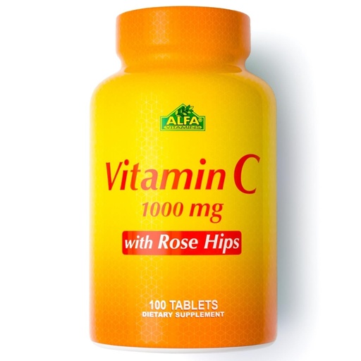 [BRSW2BLROR6AEAL4] ALFA VITAMINS Vitamin C with Rose Hips with 1000 mg Vitamin C per Serving - Antioxidant & Immune Support + Supports Healthy Skin & Joints - Non GMO, Vegan, Gluten Free, Dairy Free - 100 Tablets