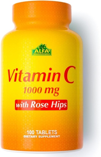 [BRSW2BLROR6AEAL4] ALFA VITAMINS Vitamine C avec HIPS Rose avec 1000 mg Vitamine C par portion - Antioxydants et immunosupport + soutient une peau et des articulations saines - Non OGM, végétalien, sans gluten, sans lait - 100 Comprimés