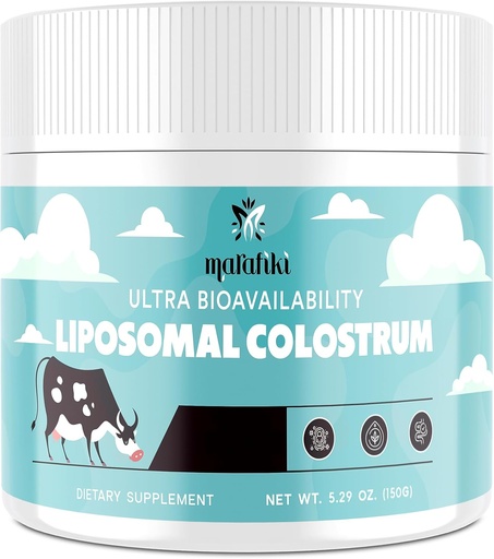 [BRSRA2Q2DJ5REALD] Marafiki Liposomal Bovine Colostrum Supplement - Græs Fed Colostrum Powder - Høj Biotilgængelighed, Let at blande (60 Servere)