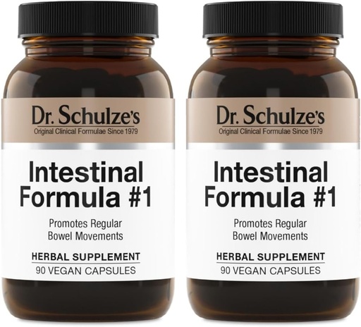 [BRSWIYYKA5YA42DC] Dr. Schulze's Intestinal Fórmula #1 - Bowel Suplemento do Movimento para o Apoio à Saúde Colon - Bloating & Obstipation Aid - Intestinal Cleanse - All-Natural - Baseada em Planta - Vegan - 90 Conde (2 Pack)