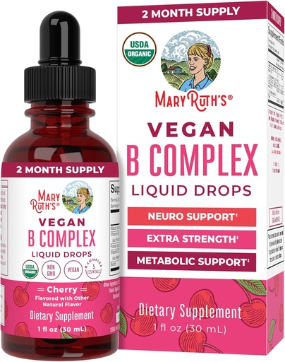 [BRSWGHDYPMMR4FLH] MaryRuth Organics Vitamin B Complex | B Vitamins Complex | Biotin | Vitamina B12 | Niacin | Folate | Integratore di supporto metabolico | Vegan | USDA Organic | Non-GMO | Gluten Free | 2 mesi di alimentazione