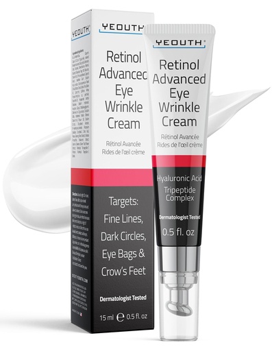 [BRSROEILCEBGYCQV] YEOUTH Retinol Eye Cream Anti Aging, Firming Under Eye Cream for Puffiness and Bags Under Eyes for Wrinkles and Dark Circles with Hyaluronic Acid and Tripeptides 15ml