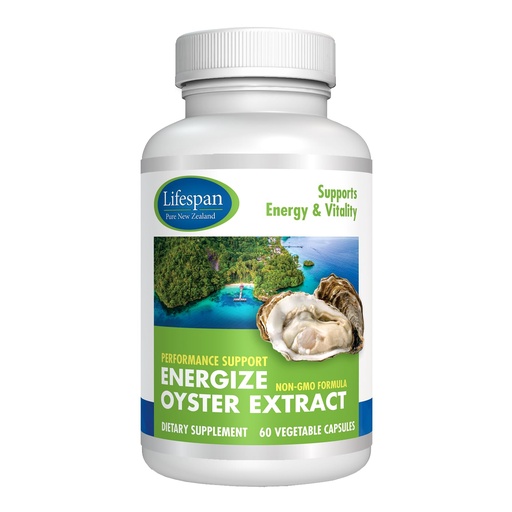 [BRSW2CTQCEARMAA6] Energize Oyster Extract, Highly Concentrated Supplement for Men & Women - Zinc, Taurine, Amino Acid, Supports Wellbeing and Energy - 500mg, 60 Veg Capsules by Lifespan