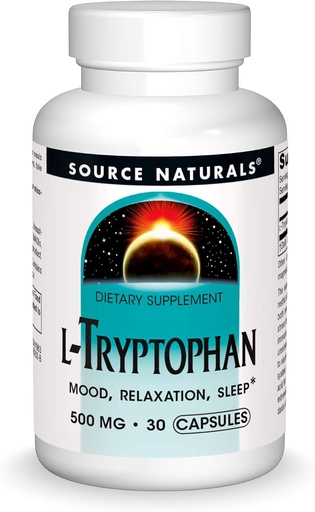 [BRSWIYQPBUBBEDDO] Source Naturals L-Tryptophan, for Mood, Relaxation, and Sleep*, 500mg - 30 Capsules