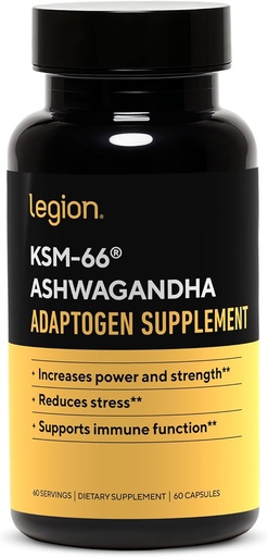 [BRSRAZL2CQOR6YLZ] LEGION KSM-66® Ashwagandha Root Extract - Ashwagandha Root Powder Supliment pentru îmbunătăţirea stării de spirit, somn şi performanţă sportivă - Extra Putere extract de rădăcină Ashwagandha (60 Servings)