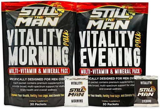 [BRSRAZQEAR6RU3TU] Vitality Box Supplement Bundle for Men Over 40 Essential Vitamins, Minerals, & botanicals, 42 Fruit & Vegetable Blend, for Vitality, & Immune Health.