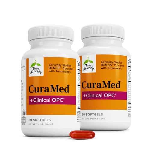 [BRSWKFY7C4MR4ET4] Terry Naturally CuraMed + OPC (2 Pack) - 60 Softgels - BCM-95 Curcumin & French Grape Seed VX1 Supplement, Supports Brain, Heart, Colon, Prostate & Liver - Non-GMO, Gluten-Free - 60 Total Servings
