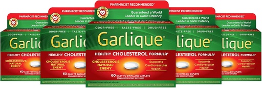 [BRSWIGYOOMPQKC3O] Garlique Heally Cholesterol Formula dengan 5000 mcg dari Allisin, Caplets Coated 60 (Paket 5)