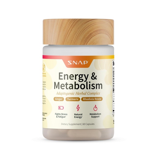 [BRSWGAAOOYBQY3Q4] Snap Supplements Energy & Metabolism Herbal Complex for Fatigue, Stress Relief, Energy Booster & Better Mood, Energy Pills for Women & Men, 60 Capsules (30 Servings, 1 Month Supply)