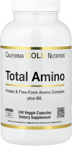 [BRSWYZQ5PIBRUHQ7] California Gold Nutrition Total Amino with Vitamin B-6, and 20 Amino Acid Blend, 240 Veggie Capsules