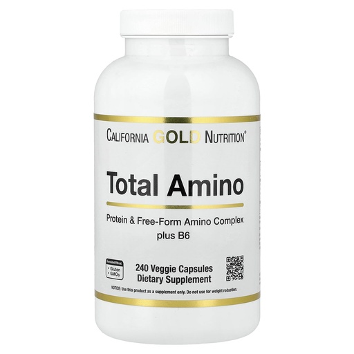 [BRSWYZQ5PIBRUHQ7] California Gold Nutrition Total Amino with Vitamin B-6, and 20 Amino Acid Blend, 240 Veggie Capsules