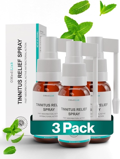 [BRSRAA32DMAQEFL5] Medilisk Tinnitus Relief Spray – 반지 귀에 대 한 주석 릴리즈 완화 지원 – 초본 귀 치료 제품 – 비 스테로이드 & Hypoallergenic – 1 Fl Oz – 팩 3