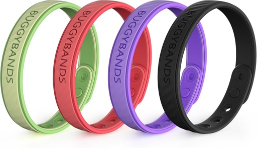 [BRSRAYIRBMAQO3LO] Mosquito Repellent Bracelets, 4 Pack Silicone Mosquito Repellent Bands with DEET Free, Natural & Waterproof Bug Wristbands for Kids and Adults, Outdoor Traveling Protection (Black&Red&Purple&Green)