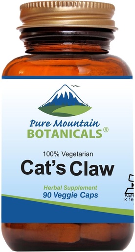 [BRSWKZQZDJ4BGDAZ] 纯山植物学 Cat's Claw Capsules - 90 Kosher Vegan Caps with 1000mg 秘鲁猫 Claw Uncaria Tomentosa 草药补充品