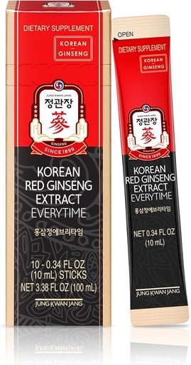 [BRSWKFY7CF7RAFD4] Jung Kwan Jang Korean Red Ginseng Extract Everytime 3000mg | Sugar Free Energy Supplement, Ginseng Tea, Ginseng Supplement, Korean Food | Energy Boost, Stamina | 10 Count