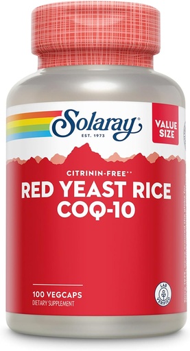 [BRSWYZIQOF7WGGTU] SOLARAY Red Yeast Rice Plus CoQ-10 & No-Flush Niacin Vitamin B-3, Zdravé srdce a kardiovaskulární podpora, Non- ozářený & Citrinin zdarma, 60 denní záruka vrácení peněz, 100 Služeb, 100 VegCaps